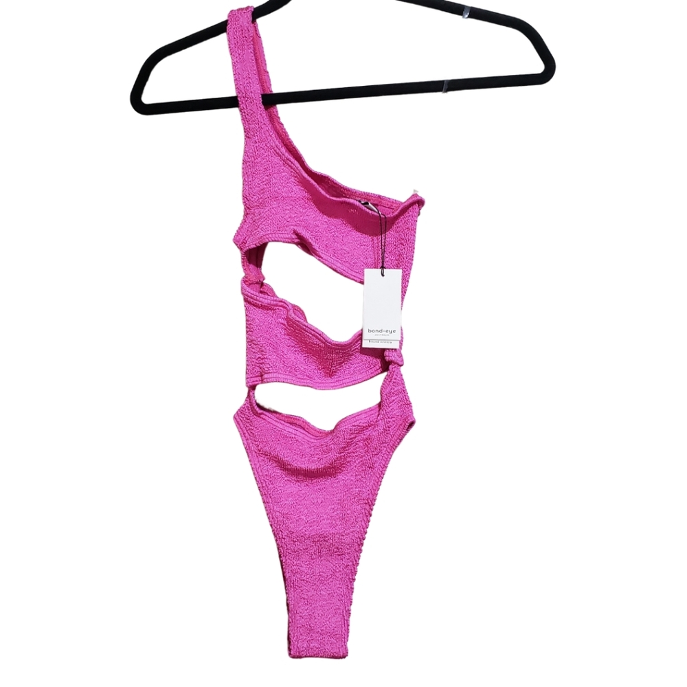BOND-EYE Rico Swimsuit One Piece One Shoulder Fuschia Pink ONE SIZE NWT